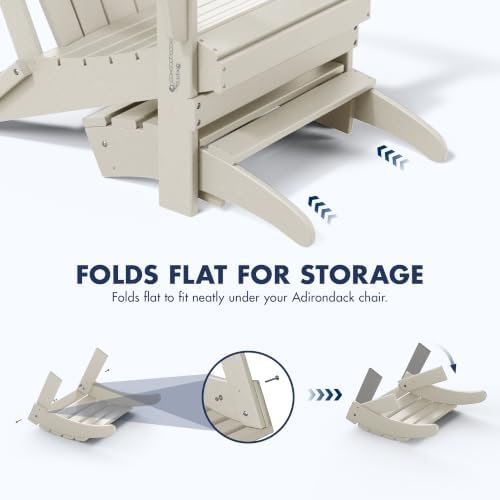 WO Home Furniture HDPE Folding Adirondack Ottoman, Sand