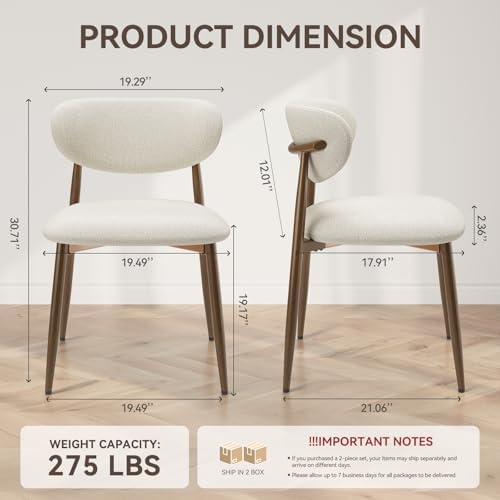 MALOL Dining Chairs Set of 4, Curved Back Kitchen Room Chairs with Metal Legs...