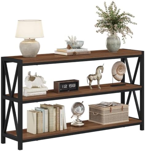 FATORRI Console Table for Entryway, 55 Inch Modern Entry Table with 3 Tier Sh...