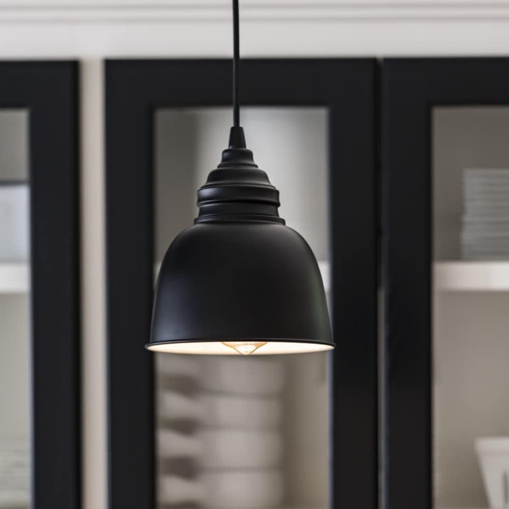 Worth Home Matte Black Pendant Recessed Can Conversion Kit Small Black Dome
