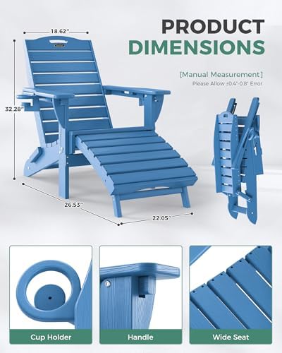 Adjustable Adirondack Chair,Outdoor Fire Pit Chair，NavyBlue