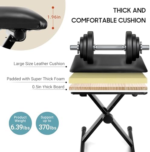 CAHAYA Keyboard Bench X-Style Height Adjustable 16.3-19.6in Padded Cushion Pi...