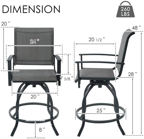 Kozyard Outdoor Swivel Bar Stools Set of 2