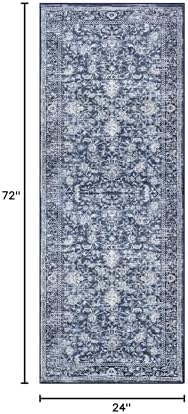 KILOCOCO Hallway Runner 2x6 Washable Runner Rug Non-Slip Kitchen Rug, Blue