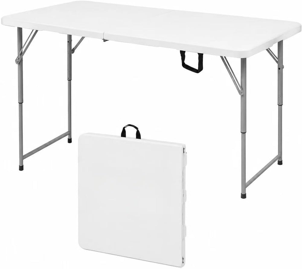 Folding Table 4 Foot, Heavy Duty Adjustable Height Folding Card Table Portabl...
