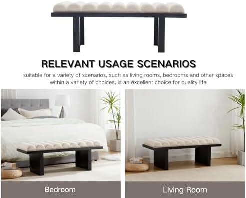 CIMOTA Modern Bedroom Bench, 47 Inch Upholstered End of Bed Bench Padded Entr...
