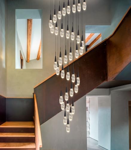 36-Lights 197 Inches Large Modern Chandelier LED Light Fixtures High Ceiling ...