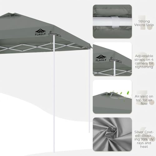10x10ft Replacement Canopy Top with Air Vent, Waterproof & UV Protection ...