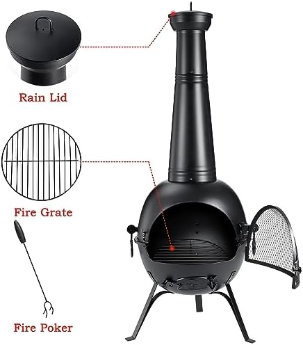 SINGLYFIRE Prairie Fire Outdoor Chiminea Fireplace Deck or Patio Backyard Woo...