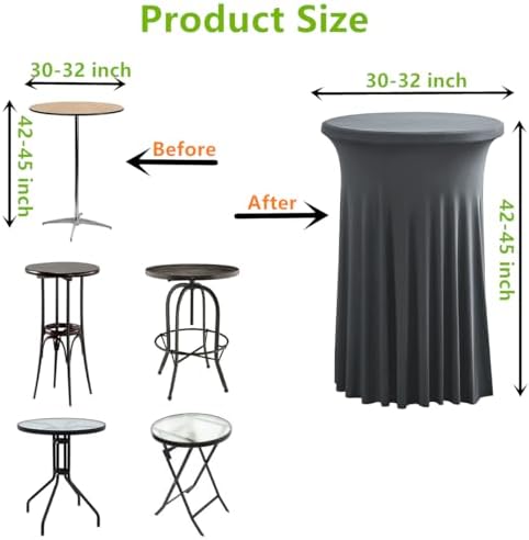 2 Pack Highboy Cocktail Table Cover Skirt Tablecloth (32" x 43", Da...