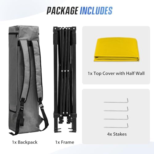 EAGLE PEAK 8x8 Pop Up Canopy Tent, Compact Backpack Canopy, Yellow