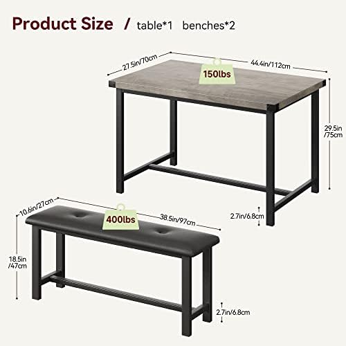IDEALHOUSE Dining Table Set for 4, Kitchen Table with Upholstered Bench, 3 Pi...