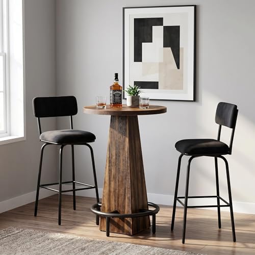 Tribesigns Round Bar Table, 37.4" High Pub Table with Metal Footrest