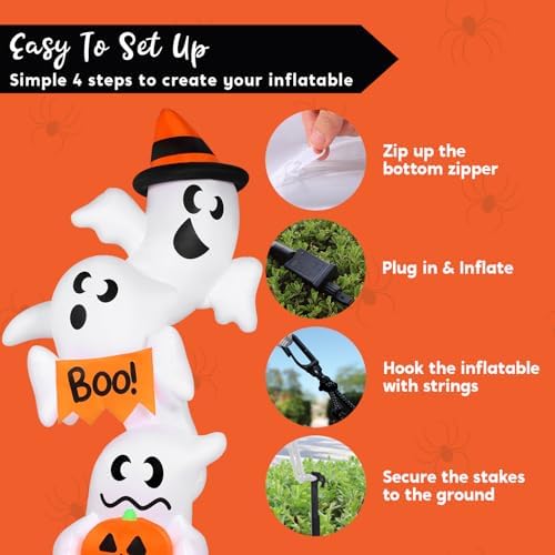 JOYIN Halloween Inflatable Ghost Outdoor Decorations, Giant Overlap Ghost Inf...