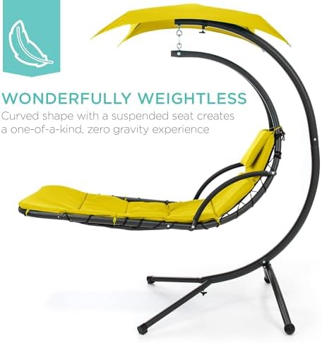 Best Choice Products Outdoor Hanging Curved Steel Chaise Lounge Chair Swing w...