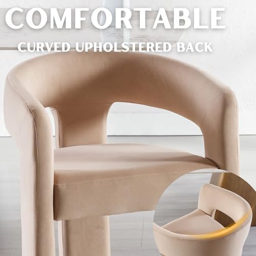 RIVOVA Modern Barrel Dining Chairs Set of 8, Velvet Upholstered Accent Side C...