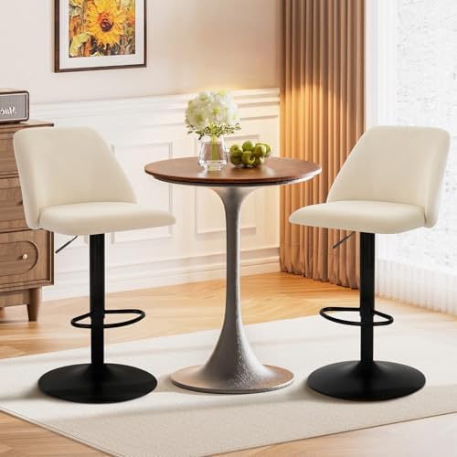 COLAMY Bar Stools Set of 3, Modern Swivel Bar Chairs, Adjustable Upholstered ...