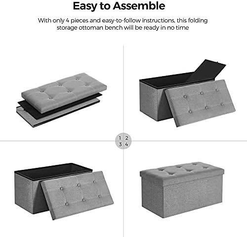 SONGMICS Ottoman Storage Bench, 21 Gal. Folding Chest, Holds 660 lb