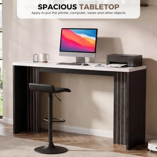 Miereirl 55" Bar Table, Marble Bar Height Table, 36.4" High Pub Tab...