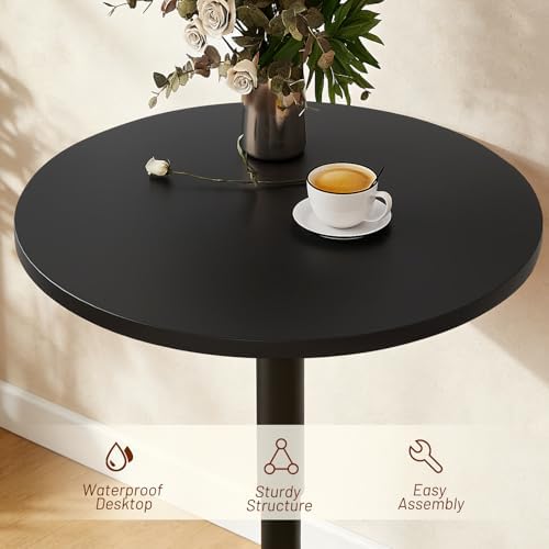 Furniliving Adjustable Height Pub Table 27''-36'', Round Cock...