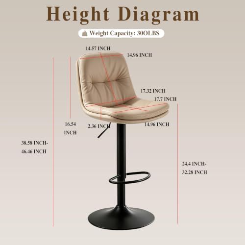 Bar Stools Set of 4 Swivel Adjustable Bar Chairs Counter Height
