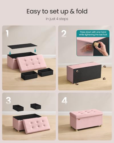 SONGMICS Storage Ottoman Bench with Legs, 30 Inches, 20 Gal. (77 L)