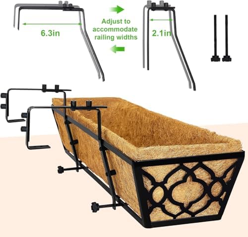Y&M 4pcs 24 Inch Window Deck with Coconut Coir Liner, 24" Railing Pl...
