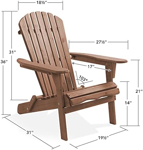 Casafield Folding Adirondack Chair, Cedar Wood Outdoor Fire Pit Lounge Chairs...