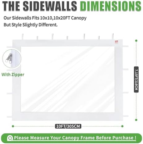 Clear Canopy Sidewalls for 10x10 Pop Up Tent, White