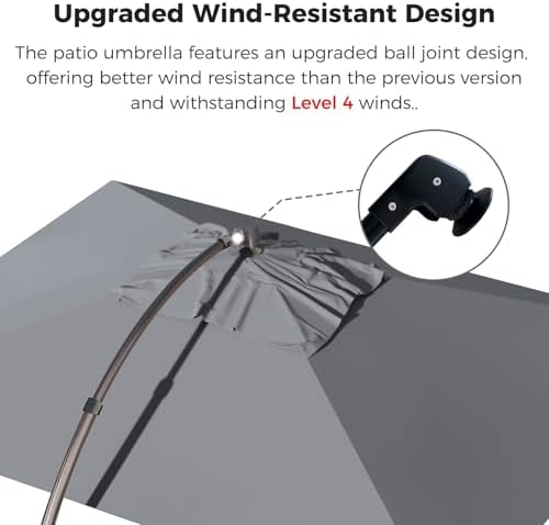 Grand patio 10x13 FT Large Cantilever Umbrella with Base & Cover, Gray