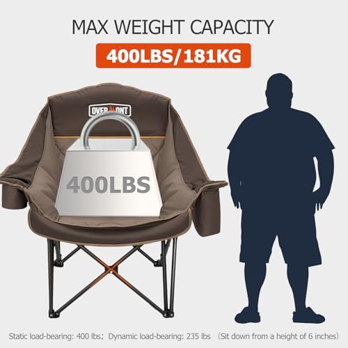 Overmont Oversized XL Camping Chair for Adults - 500lbs Support Heavy-Duty Pa...