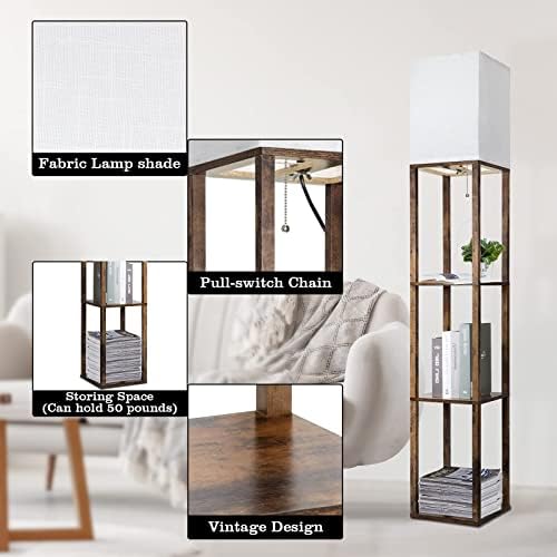 RUNTOP Floor Lamp with Shelves, Modern Shelf Lamp for Display Storage, 3 Colo...