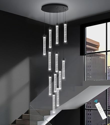 12-Lights Modern Chandeliers for Entryway High Ceiling Chandelier LED Dimmabl...