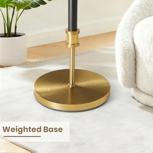 ZenGlimmer Modern Mid Century Floor Lamp with Soft Linen Shade, 63” Tall Blac...