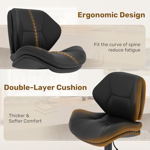 Nalupatio Swivel Bar Stools Set of 2, Double-Layer Filled Upholstered Bar Sto...