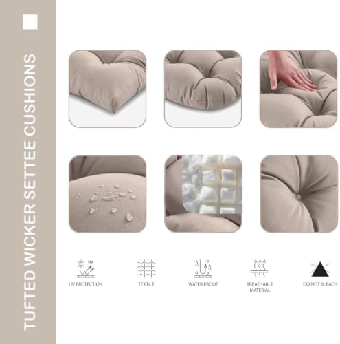 Outdoor Chair Cushions 22x22x4 Inch Set of 2, Taupe