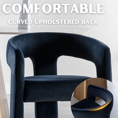 RIVOVA Modern Barrel Dining Chairs Set of 8, Velvet Upholstered Accent Side C...