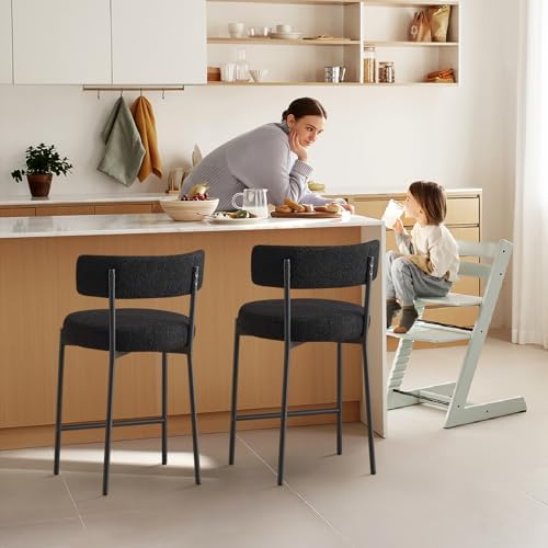 Furnilivng 24'' Bar Stools Set of 3, Modern Boucle Counter Height Bar...