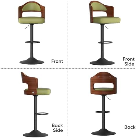 Swivel Bar Stools Set of 4,Bentwood Adjustable Height Barstools