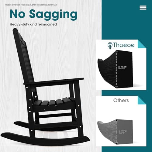THOEOE Outdoor Rocking Chairs Set of 2, Oversized Patio Rocking Chair