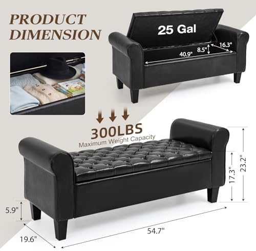 ECOTOUGE 55" Storage Ottoman Bench for Living Room, End of Bed Bench wit...