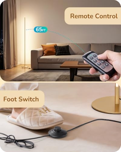 EDISHINE 2 Pack 57.5” Corner Lamp with Remote, 7 CCT Adjustable & Dimmable