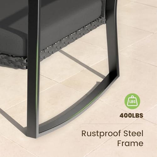 Rocking Patio Bistro Sets - All-Weather - 3 Piece Rattan Conversation Furnitu...