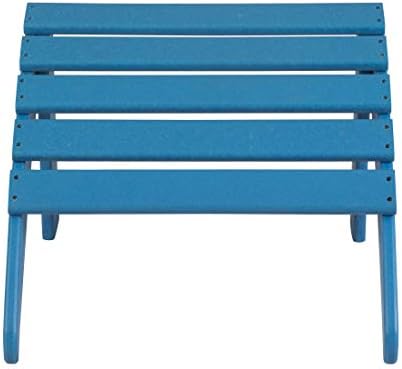 WO Home Furniture HDPE Folding Adirondack Ottoman, Pacific Blue