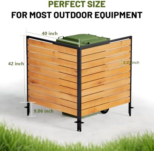 3 Panels No Dig Wood Privacy Screen, 42" H x 40" W Outdoor AC Fence
