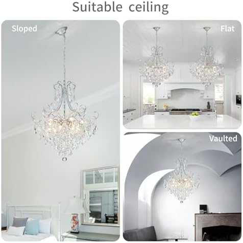 WUZUPS Crystal Chandelier 10-Light Pendant Ceiling Light Modern Lighting Fixt...