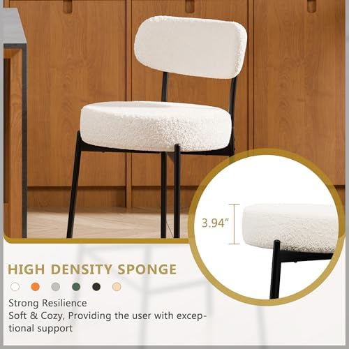 DYHOME Bar Stools Set of 3, 24 Inch White Counter Stools for Kitchen Island