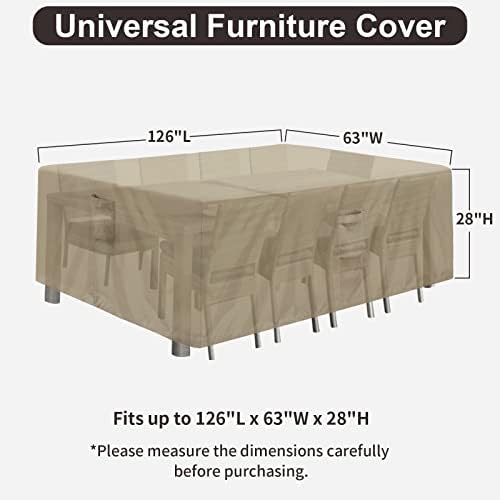 PureFit Patio Furniture Covers, Outdoor Table Cover Waterproof Rectangle