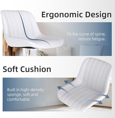 Youhauchair Adjustable Faux Leather Bar Stools Set of 3, White