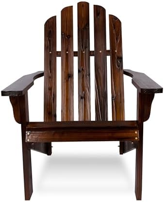 Shine Company 4618BB Marina Wooden Outdoor Patio Adirondack Chair, Burnt Brown